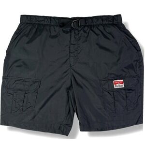 Vintage Marlboro Unlimited Gear Black Nylon Cargo Shorts Men's Medium Promo Y2K